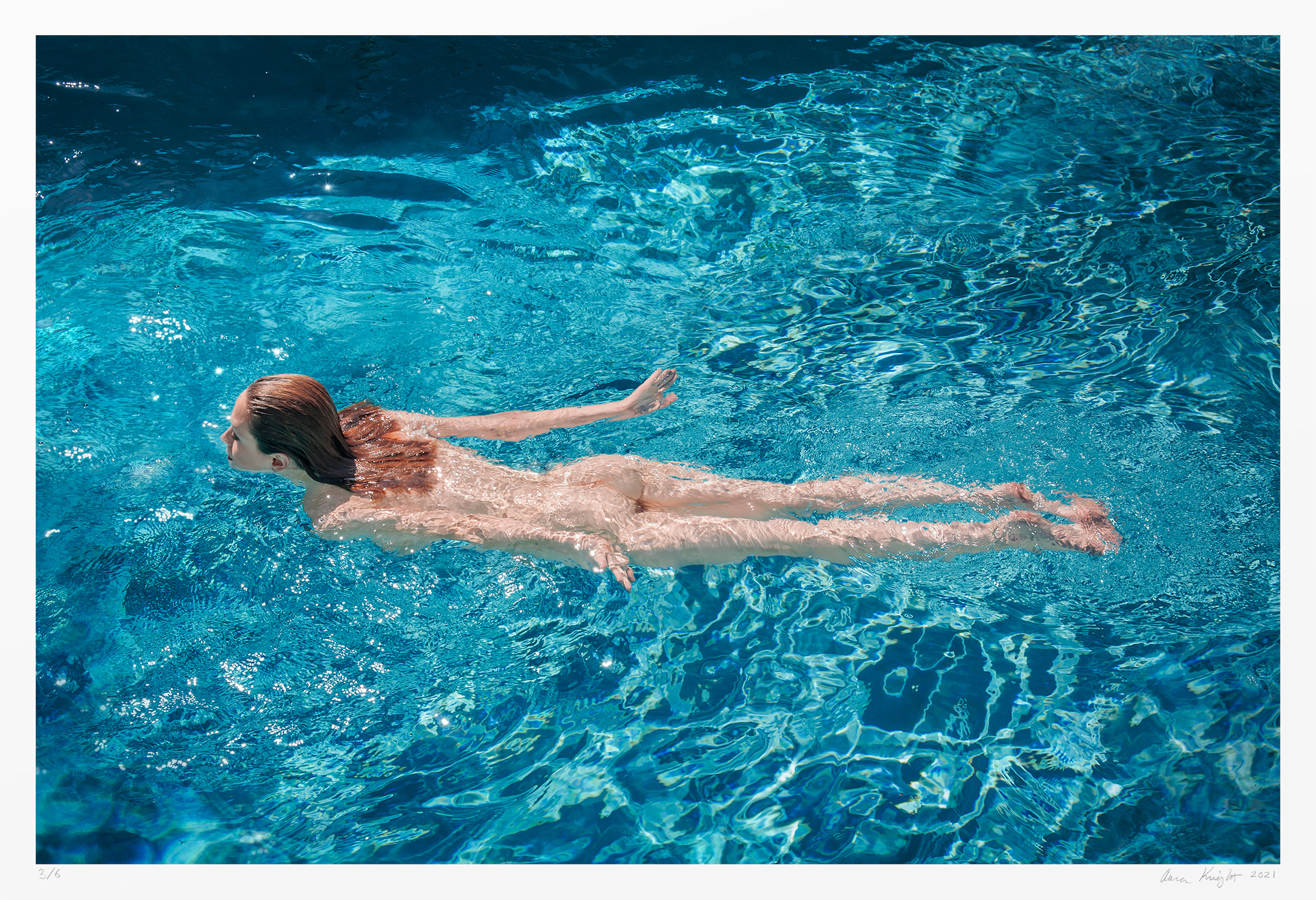 Nude art photo of female swimmer. Archival limited edition.