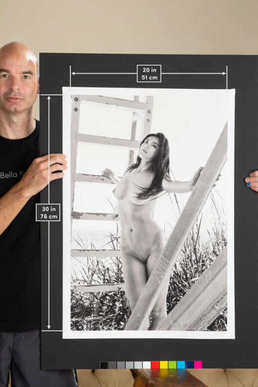 Artist with artwork