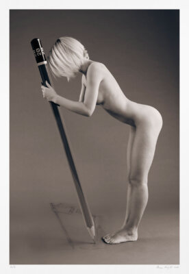 Nude self portrait, Pencil on Pencil. Limited edition fine art photo