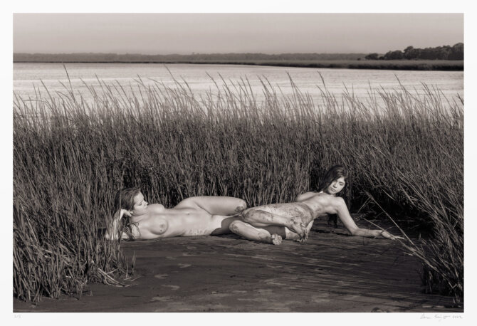 Landscape and female nudes. Art photography