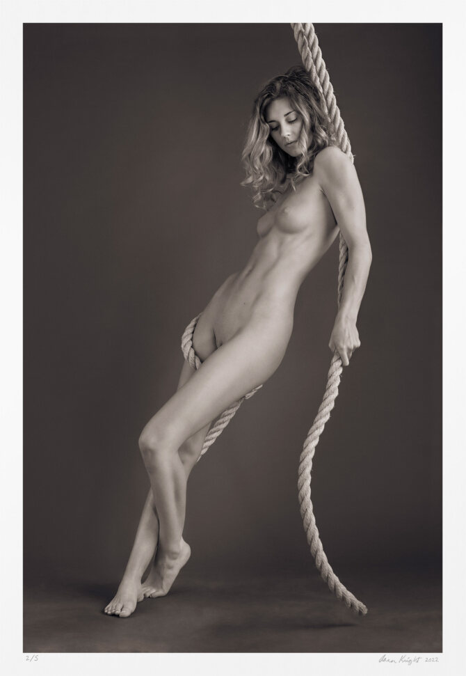 Black and white nude artwork presents the female figure