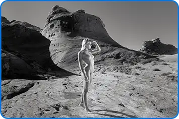 Find art you love: Nudes in black and white landscapes.