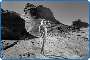 Find art you love: Nudes in black and white landscapes.
