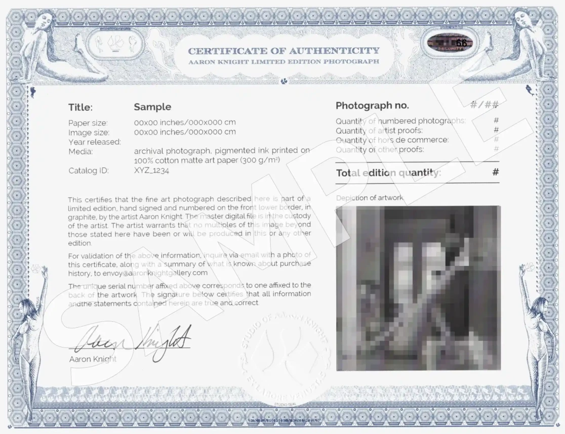 Mid-2025 Certificate of authenticity for limited edition photography